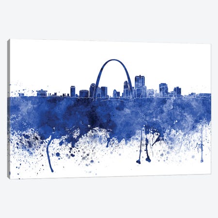 St Louis Skyline In Blue Canvas Print #PUR3431} by Paul Rommer Canvas Artwork
