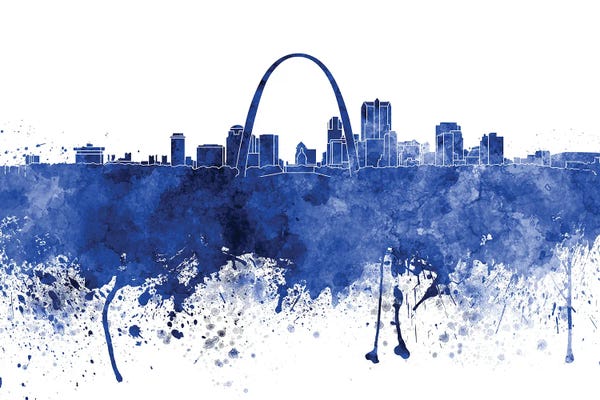 Paul Rommer: St Louis Skyline In Blue by Paul Rommer