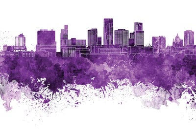 St Paul Skyline In Lilac by Paul Rommer framed wall art