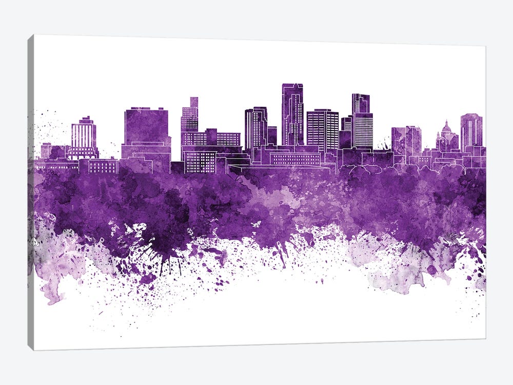 St Paul Skyline In Lilac by Paul Rommer 1-piece Canvas Artwork