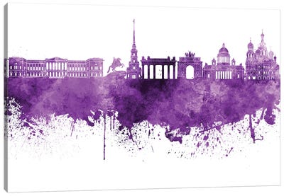 Saint Petersburg Skyline In Lilac Canvas Art Print - Russia Art
