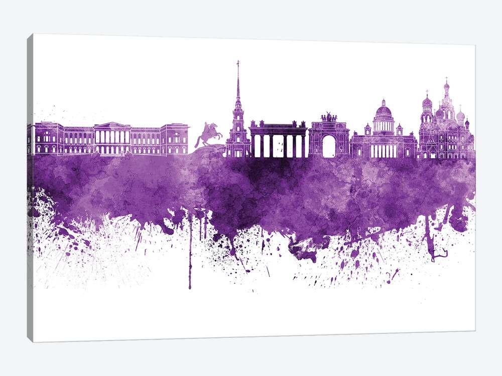 Saint Petersburg Skyline In Lilac by Paul Rommer 1-piece Canvas Wall Art