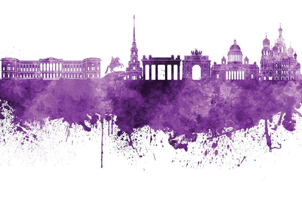 Saint Petersburg, Russia: Saint Petersburg Skyline In Lilac by Paul Rommer