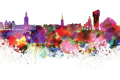 Stockholm Skyline In Watercolor by Paul Rommer multi panel art