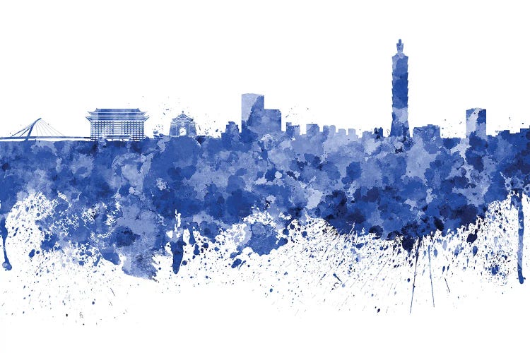 Taipei Skyline In Blue by Paul Rommer wall art