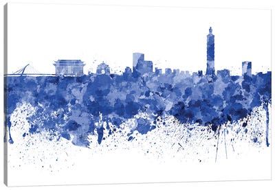 Taipei Skyline In Blue Canvas Art Print - Taiwan