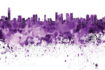 Tel Aviv Skyline In Lilac by Paul Rommer art print