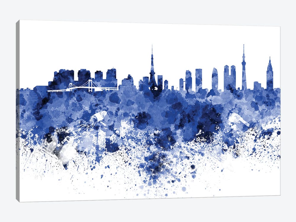 Tokyo Skyline In Blue by Paul Rommer 1-piece Canvas Artwork