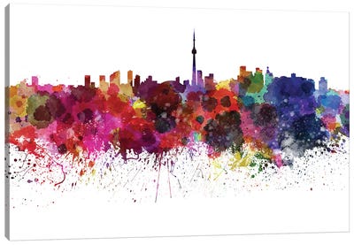 Toronto Skyline In Watercolor Canvas Art Print - Toronto Art