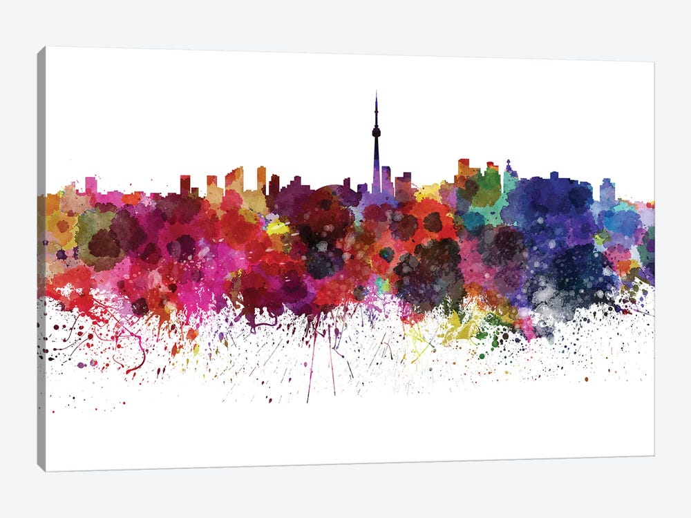 Toronto Skyline In Watercolor by Paul Rommer 1-piece Canvas Print