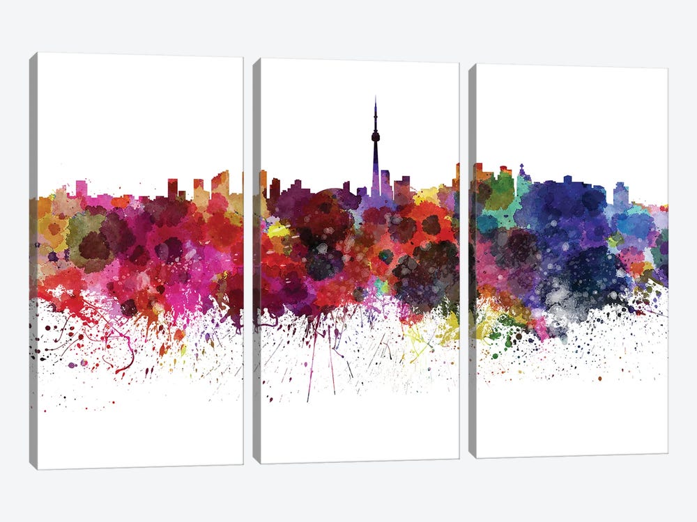 Toronto Skyline In Watercolor by Paul Rommer 3-piece Art Print