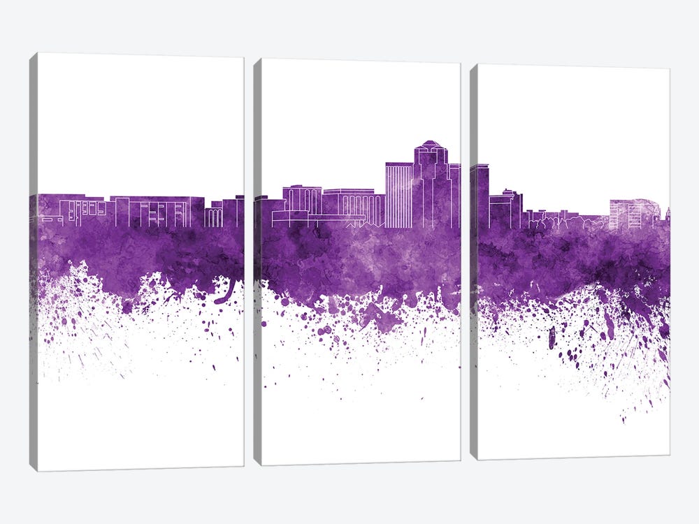 Tucson Skyline In Lilac by Paul Rommer 3-piece Canvas Wall Art