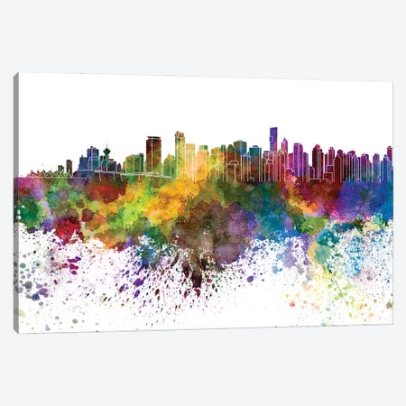 Vancouver Skyline In Watercolor Canvas Print #PUR3506} by Paul Rommer Art Print