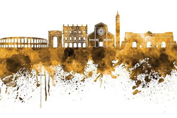 Verona: Verona Skyline In Orange by Paul Rommer
