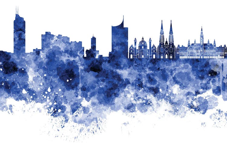 Vienna Skyline In Blue by Paul Rommer wall art