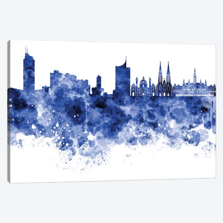 Vienna Skyline In Blue Canvas Print #PUR3519} by Paul Rommer Art Print