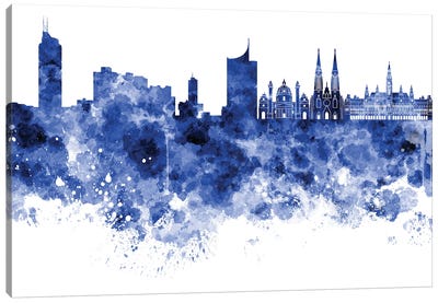 Vienna Skyline In Blue Canvas Art Print - Vienna