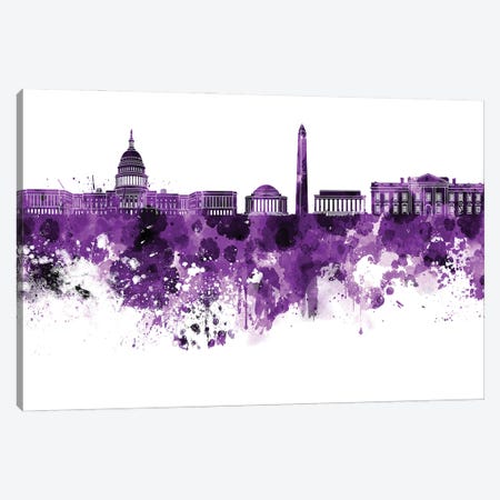 Washington DC Skyline In Lilac Canvas Print #PUR3524} by Paul Rommer Canvas Art Print