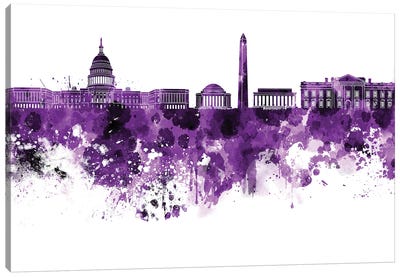 Washington DC Skyline In Lilac Canvas Art Print - Washington DC Skylines