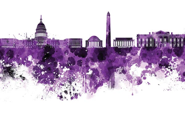 Washington, D.C.: Washington DC Skyline In Lilac by Paul Rommer