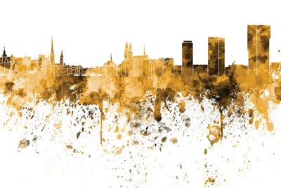 Zurich Skyline In Orange by Paul Rommer canvas print