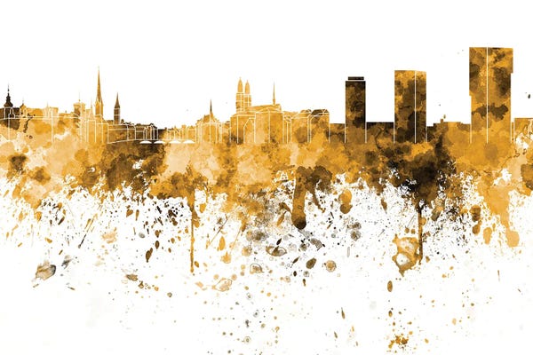 Zurich: Zurich Skyline In Orange by Paul Rommer