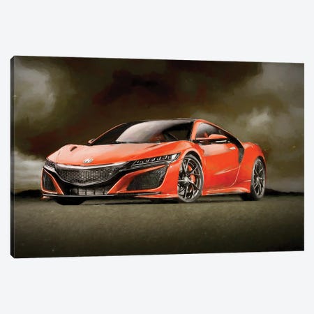 Honda NSX In Watercolor Canvas Print #PUR3556} by Paul Rommer Canvas Artwork