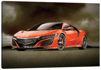 Honda NSX In Watercolor Canvas Art Print - Cars By Brand