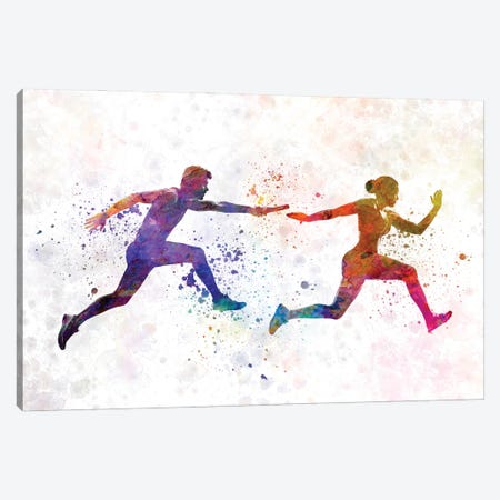 Relay Race In Watercolor III Canvas Print #PUR3561} by Paul Rommer Canvas Artwork