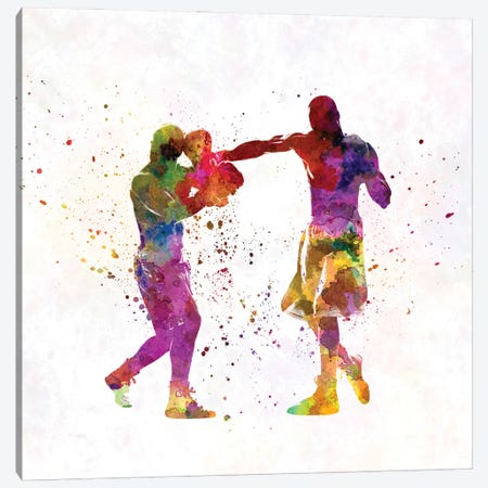 Boxers In Watercolor Canvas Print #PUR3563} by Paul Rommer Canvas Wall Art