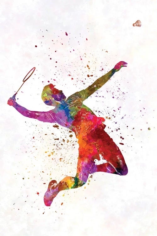 Badminton Player In Watercolor