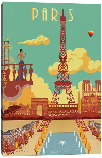 Vintage Paris Poster Canvas Art Print - The Eiffel Tower