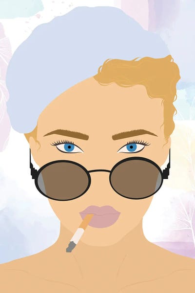 Woman Blonde Cigarrete Abstract Portrait Minimalist I