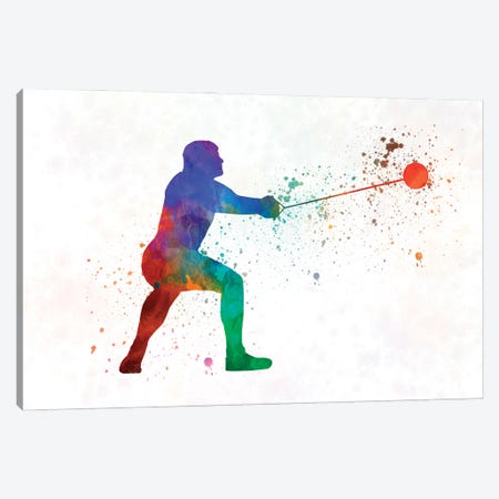 Olympic Hammer Throw In Watercolor Canvas Print #PUR3589} by Paul Rommer Canvas Wall Art