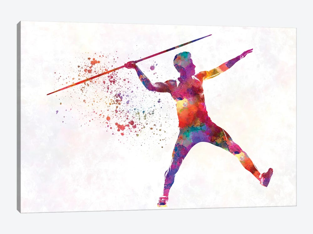 Javelin Throw In Watercolor II by Paul Rommer 1-piece Canvas Wall Art