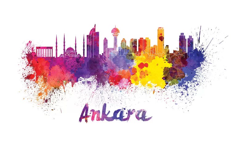 Ankara Skyline In Watercolor