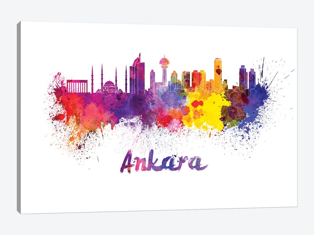 Ankara Skyline In Watercolor by Paul Rommer 1-piece Canvas Wall Art