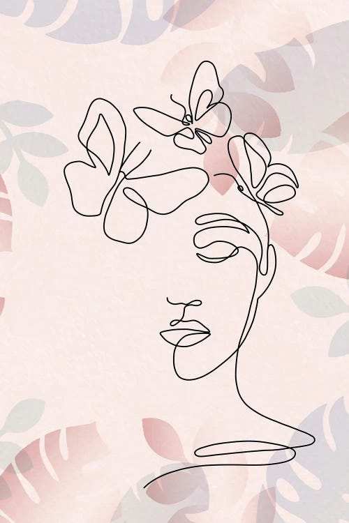 Minimalist Woman Portrait With Flowers I