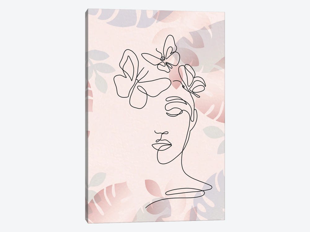 Minimalist Woman Portrait With Flowers I by Paul Rommer 1-piece Canvas Print