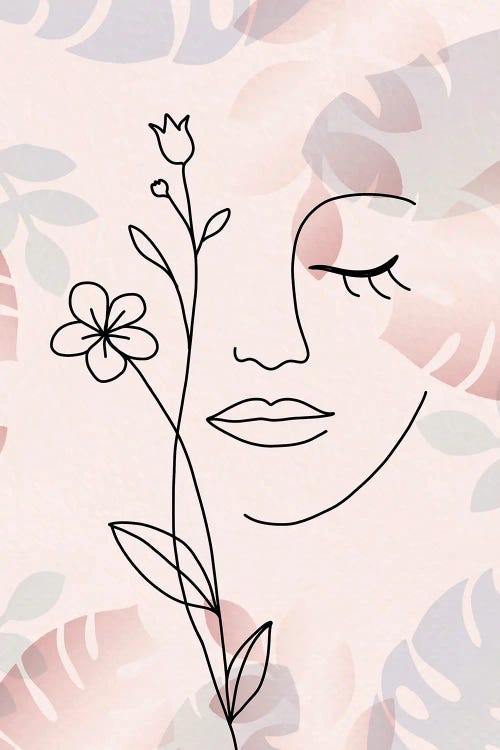 Minimalist Woman Portrait With Flowers III