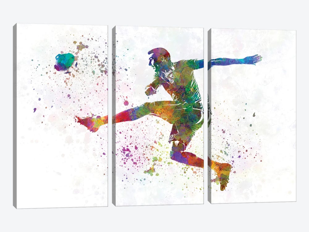 Man Soccer Football Player XVII by Paul Rommer 3-piece Canvas Artwork