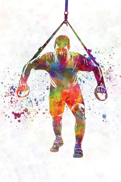 Young Man Practices Fitness I In Watercolor
