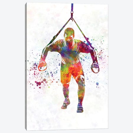 Young Man Practices Fitness In Watercolor I Canvas Print #PUR3623} by Paul Rommer Canvas Art Print