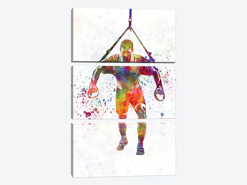 Young Man Practices Fitness In Watercolor I by Paul Rommer 3-piece Canvas Print