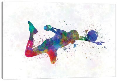 Soccer Player In Watercolor Canvas Art Print - Paul Rommer
