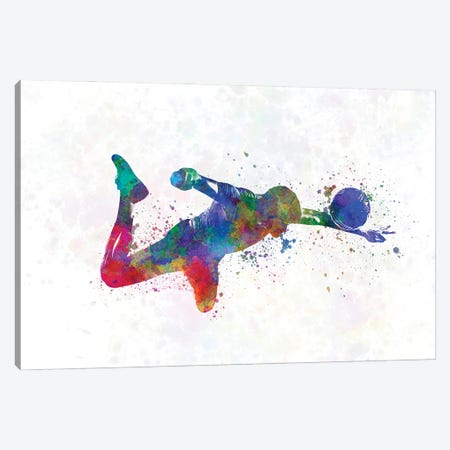 Soccer Player In Watercolor Canvas Print #PUR3632} by Paul Rommer Canvas Wall Art