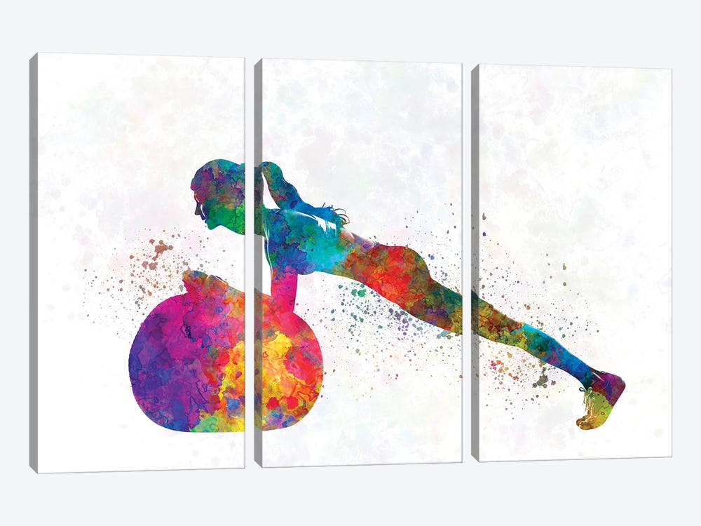 Practicing Fitness In Watercolor III by Paul Rommer 3-piece Canvas Print
