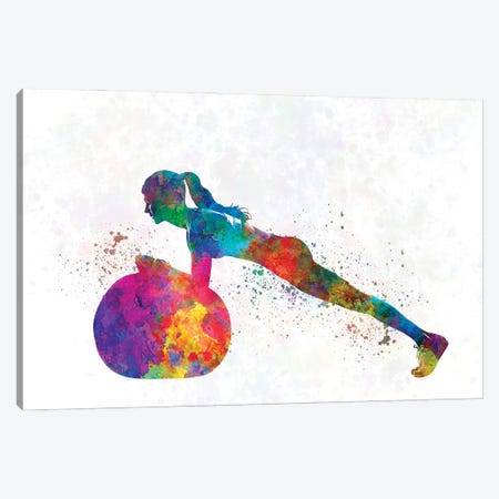 Practicing Fitness In Watercolor III Canvas Print #PUR3645} by Paul Rommer Canvas Art