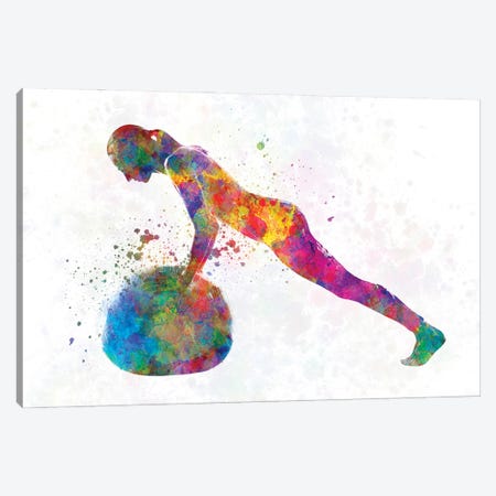 Young Man Practices Fitness In Watercolor XII Canvas Print #PUR3656} by Paul Rommer Canvas Art Print