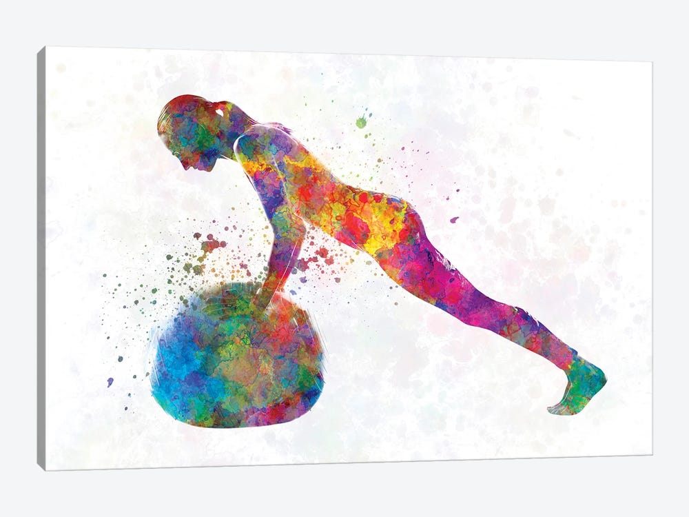 Young Man Practices Fitness In Watercolor XII by Paul Rommer 1-piece Canvas Art Print